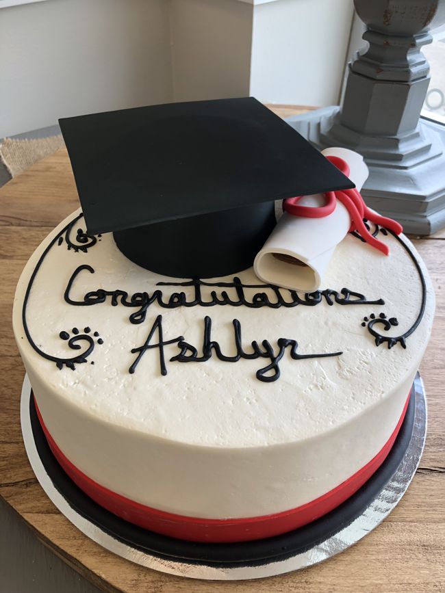 Cap and diploma graduation cake