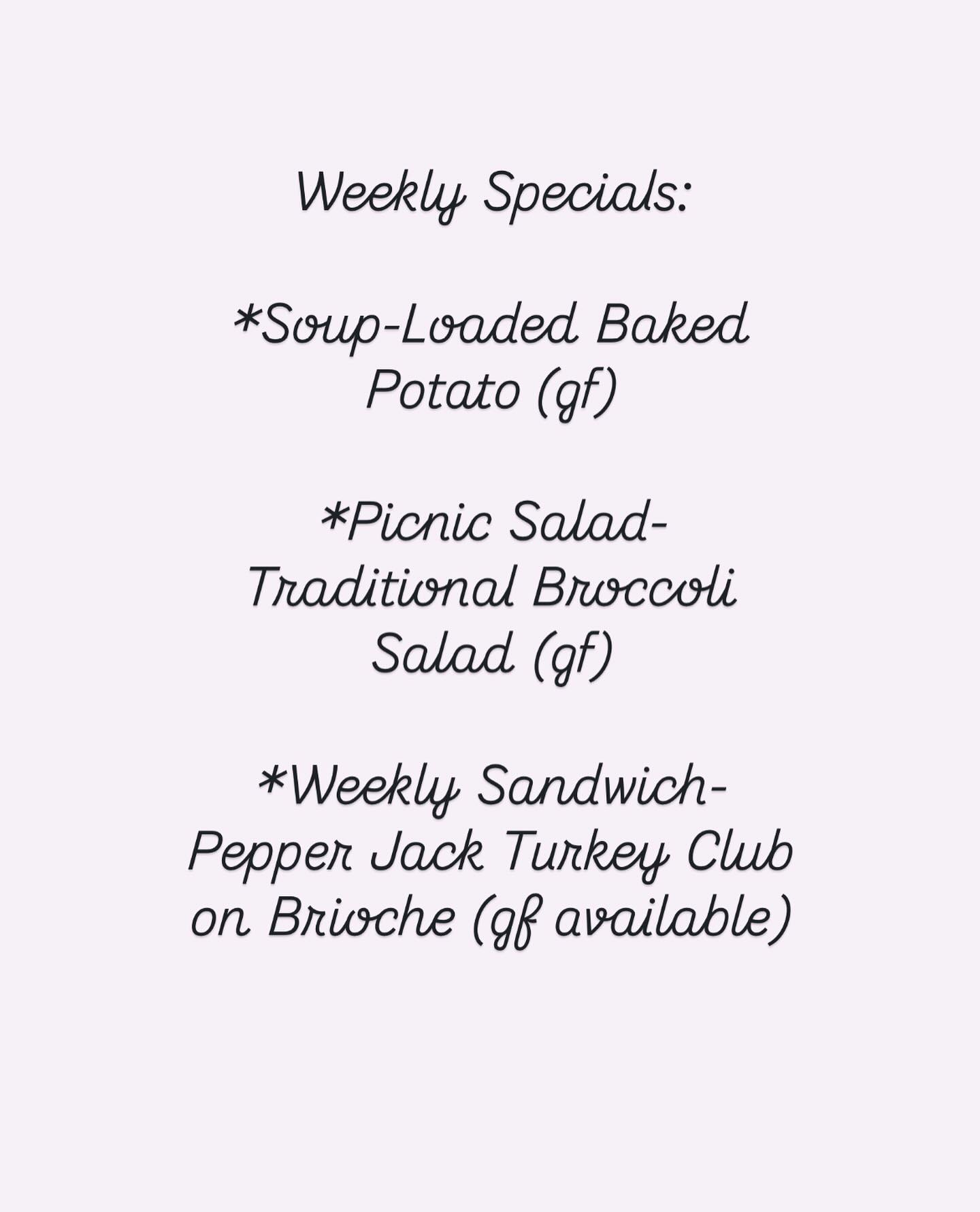 weekly specials menu